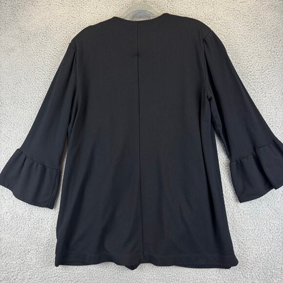 Lane Bryant Jacket Womens 18 20 Black Open Front Ruffle Sleeve Stretch Business - Picture 8 of 11